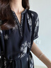 玖姿·安娜蔻優(yōu)雅民族風(fēng)雪紡繡花收腰連衣裙女2025夏季新款 花黑 S 曬單實(shí)拍圖