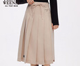 Teenie Weenie小熊女裝秋季簡(jiǎn)約氣質(zhì)通勤中長(cháng)款百褶半身裙 卡其色 S 160 曬單實(shí)拍圖