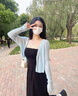 柯蘭娜2025夏季寬松針織開(kāi)衫外套長(zhǎng)袖薄款防曬罩衫上衣女士冰絲空調(diào)衫 淡藍(lán)色 薄款 均碼 （建議96-110斤） 曬單實(shí)拍圖