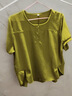 麥婭洛麻料女裝亞麻高級女上衣高端天絲棉麻襯衫短袖t恤年輕媽媽夏裝小 黃色【冰絲棉麻】 3XL 【約140-155斤】 曬單實(shí)拍圖