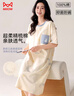 貓人（MiiOW）女士睡裙睡衣女【防螨抑菌純棉】甜美兔子印花套頭家居服奶油米 曬單實(shí)拍圖