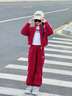 G.DUCKKIDS小黃鴨女大童套裝秋裝2025新款洋氣初中生春秋款外套女孩韓版運動 酒紅色套裝 160 cm身高145-155體重68-80斤 曬單實拍圖