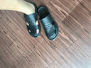 蜻蜓牌（DRAGON-FLY）夏季包頭皮涼鞋男士真皮休閑戶(hù)外防滑開(kāi)車(chē)軟底涼拖兩穿爸爸沙灘鞋 黑色 （運動(dòng)鞋碼，腳胖選大一碼） 40 曬單實(shí)拍圖