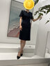芭妃婭職業(yè)連衣裙女夏季氣質(zhì)時(shí)尚收腰女神范名媛職業(yè)酒店經(jīng)理珠寶店工裝 藏青色短袖連衣裙 M 曬單實(shí)拍圖
