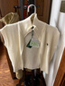 春竹25秋冬保暖針織馬甲綿羊毛翻領(lǐng)純色時(shí)尚寬松背心女開(kāi)衫 白色 M (80-115斤) 曬單實(shí)拍圖