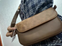 CavlslKcat斜挎包男士小挎包皮質(zhì)復古休閑單肩包潮牌翻蓋郵差包時(shí)尚小方包男 棕色 21*5*15cm 曬單實(shí)拍圖