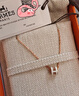 愛(ài)馬仕（HERMES）Mini Pop H項(xiàng)鏈 玫瑰金鏈條橢圓立體琺瑯項(xiàng)鏈送女友七夕送禮 白色玫瑰金H147992FO49 鏈長(zhǎng)40cm吊墜0.7*0.9cm 曬單實(shí)拍圖