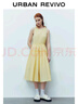 UR秋季新款女裝多巴胺元氣木耳邊縮褶連衣裙UWU740113 米黃 M 曬單實(shí)拍圖