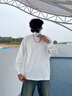 楠笙記美式重磅純棉打底衫男學(xué)生簡(jiǎn)約潮牌cleanfitT恤寬松圓領(lǐng)長(cháng)袖上衣 白色 XL 曬單實(shí)拍圖