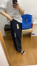 無印良品（MUJI）棉 漢麻 牛仔 寬版褲 女式牛仔褲 深藏青色  M  曬單實(shí)拍圖