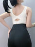 天蠶運(yùn)動(dòng)內(nèi)衣女小胸聚攏收副乳美背背心薄款新款一體無痕內(nèi)衣 香檳白+黑.[舒適無痕1.4cm] M [建議32/70ABC] 曬單實(shí)拍圖