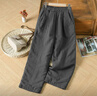 蘑菇同學(xué)棉麻夾棉秋冬棉褲女冬季2025新款防寒保暖褲休閑直筒加厚長(cháng)褲 灰色 L  建議115-130斤 曬單實(shí)拍圖