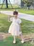 G.duck女童連衣裙秋裝高端公主裙生日花童婚禮兒童夏裝周歲禮服寶寶裙子 白色（夏季短袖） 100 (身高90-100cm年齡3-4歲) 曬單實(shí)拍圖