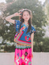年衣童裝女童套裝民族服飾新款2025夏季兒童漢服兩件套青羅朵朵套裝 暗藍 150 曬單實(shí)拍圖
