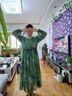 初徑精致真絲連衣裙女夏2025新款法式桑蠶絲收腰顯瘦綠色長(zhǎng)裙 海洋綠  M 建議：103-117斤 曬單實(shí)拍圖