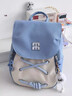 察今小型雙肩包設計感小眾可愛(ài)搞怪少女背包兒童出游輕便旅行小書(shū)包女 奶藍色（不帶掛件） 曬單實(shí)拍圖