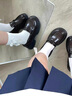 小碼女鞋313233碼厚底粗跟樂福鞋夏季新款小皮鞋英倫風(fēng)樂福鞋34碼 黑色【增高5cm】 32 曬單實(shí)拍圖