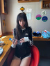 矜持范衛(wèi)衣女美式辣妹風(fēng)條紋連帽衛(wèi)衣外套女秋冬修身顯瘦拉鏈長袖上衣 黑色 M 建議150-170cm/91-105斤 曬單實拍圖