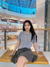 lagogo甜美娃娃領(lǐng)短袖針織衫女拉谷谷2025秋季新款氣質(zhì)含羊毛上衣 淺藍(lán)色 M 曬單實(shí)拍圖