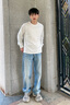 Calvin KleinJeans【復(fù)刻90系列】25早秋新款男ck墨點(diǎn)印花直筒牛仔褲4RC717G X7J-牛仔淺藍(lán) 30 曬單實(shí)拍圖