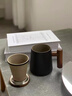 木笙玩物（MUSHENGWANWU）創(chuàng  )意磨砂陶瓷泡茶杯子簡(jiǎn)約個(gè)性帶把馬克杯內膽過(guò)濾茶葉分離高顏值 磨砂黑初陶T型泡茶杯A【黑胡桃】 曬單實(shí)拍圖