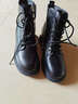 卓詩(shī)尼馬丁靴女冬季百搭學(xué)院風(fēng)平底中跟系帶短筒休閑靴 黑色 38  曬單實(shí)拍圖