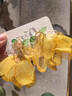 芯奢超仙耳環(huán)女士黃色雪紡花朵夸張耳飾耳釘耳墜2025新款度假旅游飾品 黃色花朵耳環(huán) 曬單實(shí)拍圖