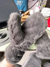 萃然詩(shī)冬季簡(jiǎn)約純色加厚毛絨保暖手套時(shí)尚可愛(ài)連指防風(fēng) 灰色 均碼 1雙 曬單實(shí)拍圖