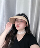 目丸夏季拉菲草防曬空頂帽女沙灘出游草帽大檐遮陽(yáng)帽防紫外線(xiàn)太陽(yáng)帽子 曬單實(shí)拍圖