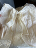 Olrain歐芮兒法式刺繡掛脖連衣裙女夏季度假吊帶蛋糕裙長裙 杏色 L 曬單實拍圖