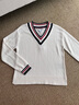 TOMMY HILFIGER25新款秋冬女裝經(jīng)典復(fù)古美式學(xué)院風(fēng)拼色V領(lǐng)套頭針織衫06079 米白色YBI XS （推薦：100斤以下） 曬單實(shí)拍圖