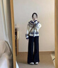 歌詩(shī)慧針織衫開(kāi)衫女2025秋冬新款復古費爾島提花軟糯毛衣外套女秋裝上衣 藏藍提花白色毛衣 均碼 曬單實(shí)拍圖