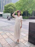 京多夢v領(lǐng)正肩短款短袖t恤女夏裝2025夏季新款針織小衫修身顯瘦百搭上衣 杏色 M 杏色(90-100斤） 曬單實拍圖