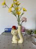 笨鳥(niǎo)創(chuàng  )意可愛(ài)貓咪插花花瓶小雛菊假花仿真花插干花擺件家居客廳擺設裝飾品 米色貓貓花瓶+黃色小雛菊 曬單實(shí)拍圖