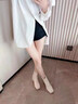 爾山集短靴女新款秋冬薄絨單靴馬丁靴圓頭增高防水臺裸靴粗高跟靴女靴 米白薄絨高跟短靴7CM【37】 曬單實(shí)拍圖