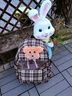 歌柏妮日系書(shū)包ins少女軟妹大學(xué)生格子小眾設計可愛(ài)小學(xué)生春游雙肩包 復古格子小棕狗書(shū)包 曬單實(shí)拍圖