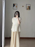苒琦媽咪孕婦夏裝套裝兩件套純棉鏤空襯衫上衣夏季薄款時(shí)尚休閑慵懶風(fēng)遮肚 杏色上衣+卡其闊腿褲【套裝】 XL 曬單實(shí)拍圖