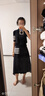 THOM BROWNE[TB]湯姆布朗女士四條紋羊毛過膝百褶裙半身裙 海軍藍(lán)色 38 曬單實拍圖