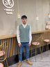 POUM男裝2025新款假兩件針織衫春秋季襯衫男休閑襯衣情侶長袖外套 LYZXF-M011綠色 XL 【建議120-140斤】 曬單實(shí)拍圖
