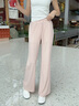 名創(chuàng)優(yōu)品（MINISO）褲子女2025新款高腰冰絲微喇褲小個子夏季涼感防曬休閑運動直筒褲 淺綠(純色) L /165(體重115-130斤) 曬單實拍圖