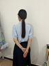 伯德小姐藍色蝴蝶結襯衫女設計感系帶短袖上衣氣質通勤職業(yè)白領襯衣 曬單實拍圖