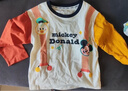 迪士尼寶寶秋季童裝兒童寶寶男女童米奇卡通長(cháng)袖T恤純棉親膚7A級抗菌上衣 ZD3ES015黃紅 100 曬單實(shí)拍圖