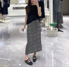 GCRZW高檔波點半身裙女夏季中長款2025新款豹紋亞麻包臀裙棉麻a字裙子 黑色 【輕奢高檔款】 3XL /31 建議135-145斤 曬單實拍圖