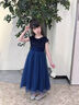 思妙星兒童高定公主裙女童鋼琴考級演奏演出服管樂團小提琴主持人晚禮服 藏青色 150 曬單實拍圖
