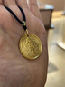 金運吉9999古法黃金吊墜黃財神項鏈男女款金包銀手工錘紋吊墜情人節送禮 黃財神吊墜【黑繩】 包金2克總重約50克【直徑38mm】 曬單實(shí)拍圖