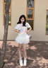 LDBEhellokitty斜肩短袖t恤女夏季新款小眾設(shè)計(jì)感顯瘦吊帶露肩上衣ins 白色 M 【90斤以內(nèi)】 曬單實(shí)拍圖
