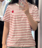 Marc O'Polo/MOP【品牌經(jīng)典系列】圓領(lǐng)條紋刺繡草莓透氣純棉短袖t恤女士高端 紅白條紋A06 XS 160 曬單實(shí)拍圖
