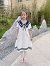 G.DUCK HELLO女童夏季連衣裙2025新款學(xué)院風(fēng)polo裙子中大童網(wǎng)紅運(yùn)動(dòng)裙女孩夏裝 白色 120 cm 曬單實(shí)拍圖