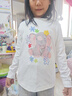 艾諾輪長(cháng)袖t恤女童夏裝薄款韓版休閑上衣外出服中大童女孩純棉白色打底 【白】愛(ài)心桃 150 建議60~75斤 曬單實(shí)拍圖