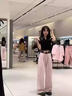 佐敘粉色高腰直筒牛仔褲女顯瘦寬松休閑長(cháng)褲設計感小眾2025年新款褲子 粉色（優(yōu)質(zhì)款） M 100-110斤 曬單實(shí)拍圖